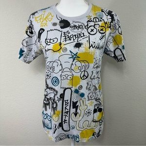 The Simpsons Shirt Unisex Small Cotton Graffiti Allover Wearable Art Multicolor